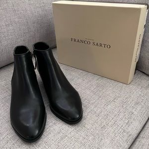 New w/box. Franco Sarto Bootie Black Leather. Size 8.5M. Never worn but no tag.